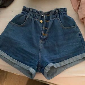 Dark wash high waisted shorts